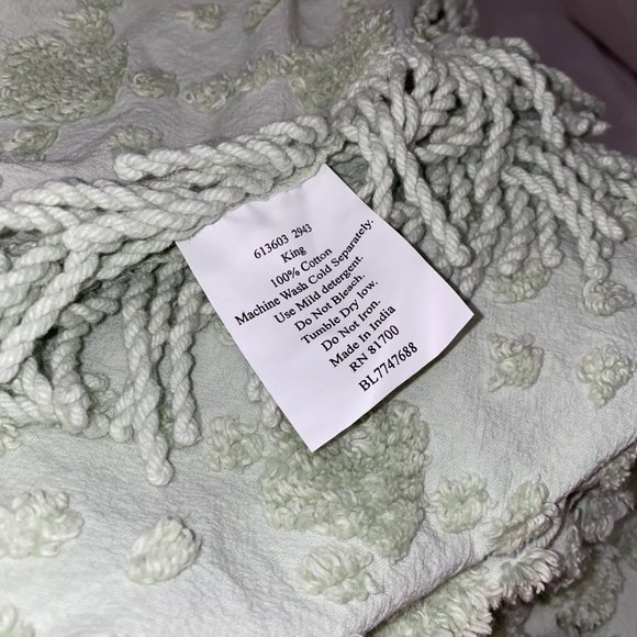 Vintage Other - Sage Green Floral Chenille King Bedspread Quilt